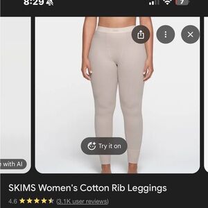 SKIMS Cotton Ribbed Leggings in Light Cream